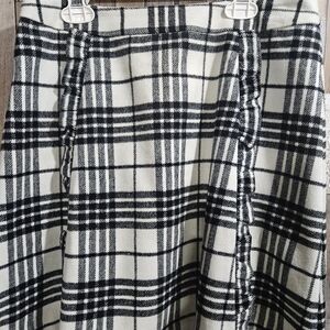 Loft Plaid Black and White Skirt